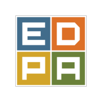 Awards & Associations Logo with four squares, each in blue, orange, yellow, and green. One in each square, forming "EDPA", logo for Experiential Designers & Producers Association